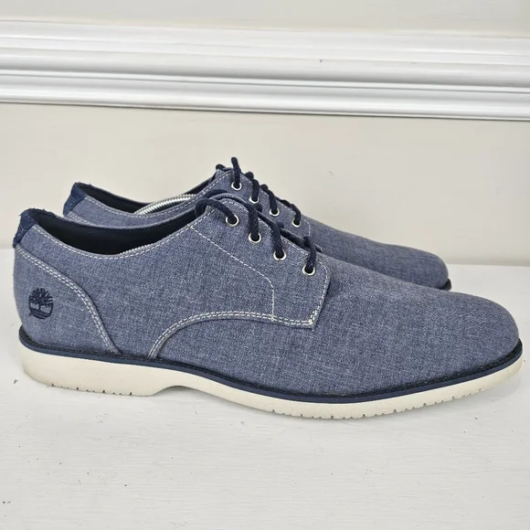Timberland Men`s Woodhull Denim Canvas Oxford Dress Casual Shoe Sz 12 - Picture 7 of 14